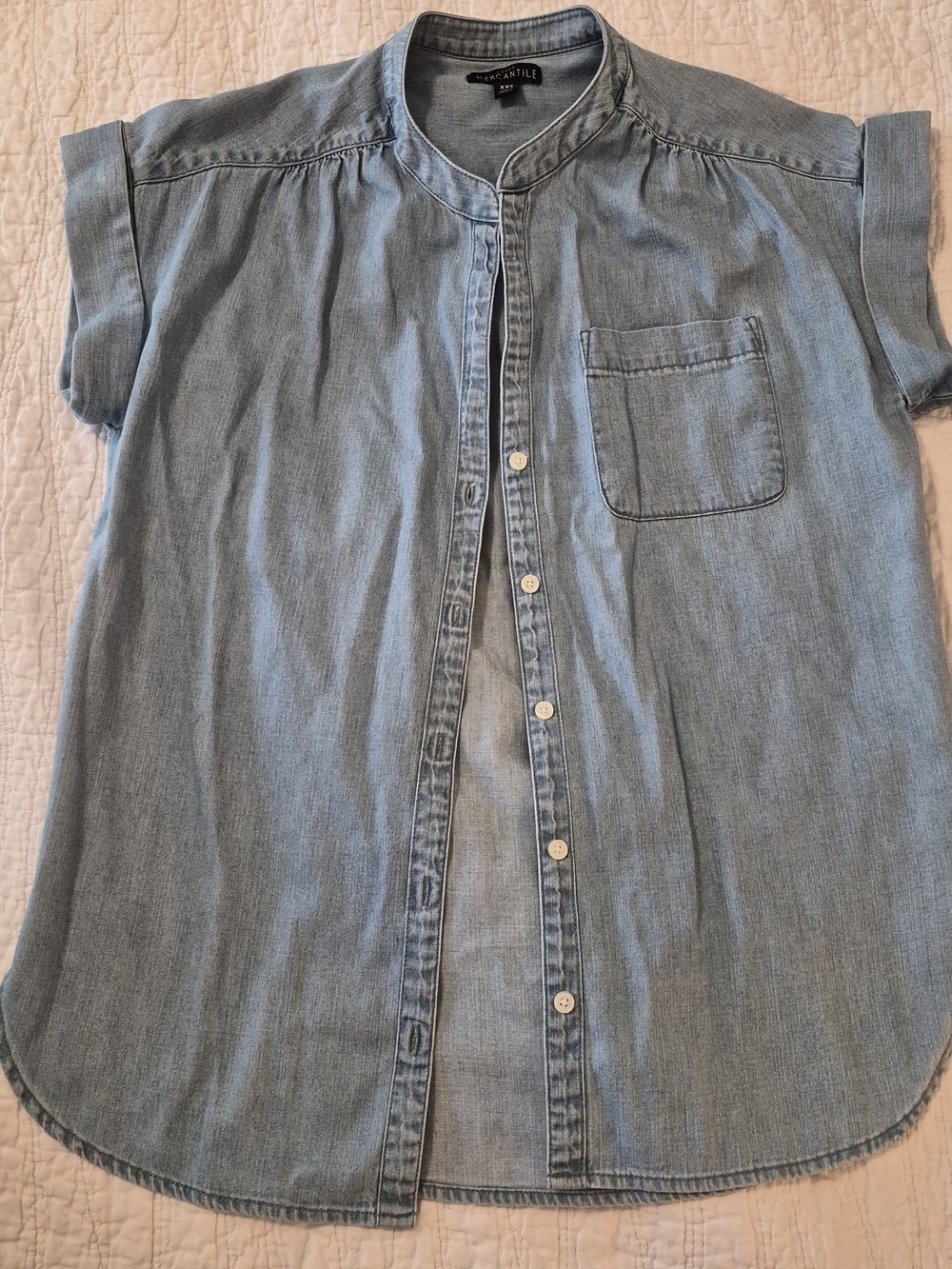 J.Crew Mercantile Light Blue Denim Short-Sleeve Shirt XXS